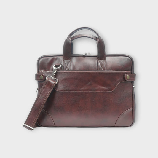 Sleek Vegan Leather Laptop Shoulder Bag