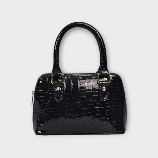 Premium Leather Black Color Croco Print Hand Bag / Handel Bag For Women.